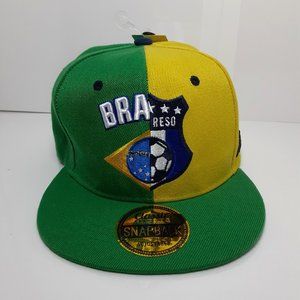 Brazil Snapback Hat Soccer Team Cap Flat Bill Adjustable Urban Hertiage Sport